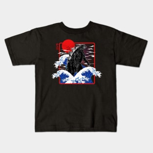 Great Wave Godzilla Kids T-Shirt